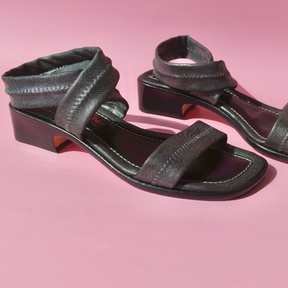 Donald J Pliner Strap Metallic Low Heel Sandal